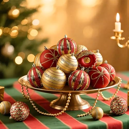 70pcs Christmas Ornament Set - Shatterproof Baubles, Tree Toppers & Decorations