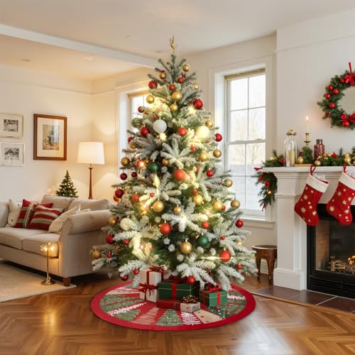 Lanpn 18 Inch Christmas Tree Skirt Velvet Red, 45cm Round Xmas Dust-Proof Mat for Small Artificial Trees