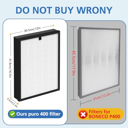 2 Pack HEPA Air Purifier Replacement Filters for Puro 400 Model