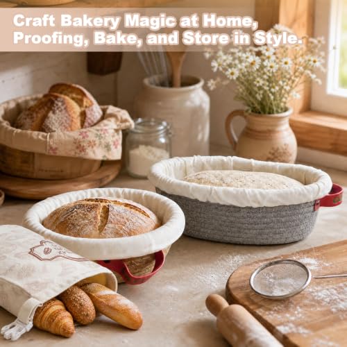 Sourdough Bread Proofing Basket Set with Beeswax Bag - Artisan Baking Kit