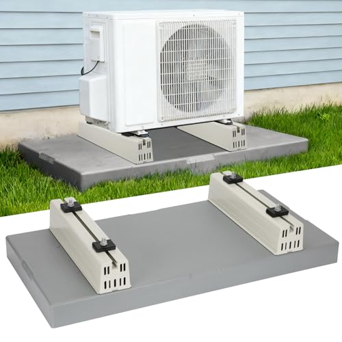 Kalageen 38x18x3 Mini Split Condenser Pad with Floor Mounting Base Kit, Anti-Vibration AC Pad for 9000-36000 BTU Heat Pump