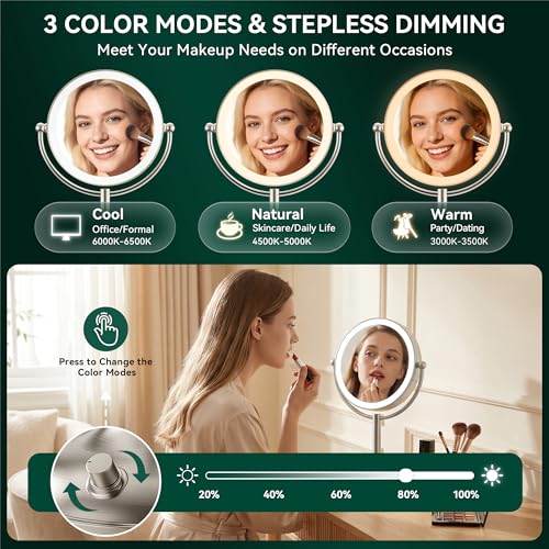 Auxmir 9-Inch Rechargeable LED Lighted Makeup Mirror with 1X/30X Magnification