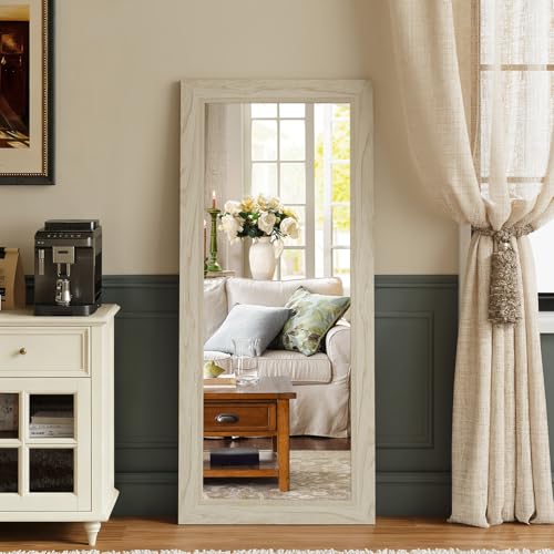 Syndra 56x20'' Modern Full Length Mirror Grey White Oak Wood Frame Wall & Floor Use