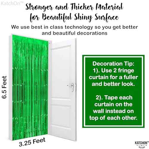 KatchOn, Green Streamers - Pack of 2 | Fringe Backdrop Curtain for Dinosaur Birthday | Halloween Decorations | Party Supplies for Green Birthday Decorations | Football, Jungle Party