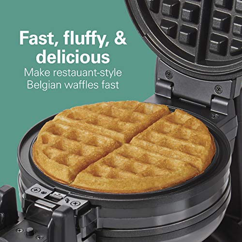Hamilton Beach Double Flip Belgian Waffle Maker - 7 Inch Nonstick Plates