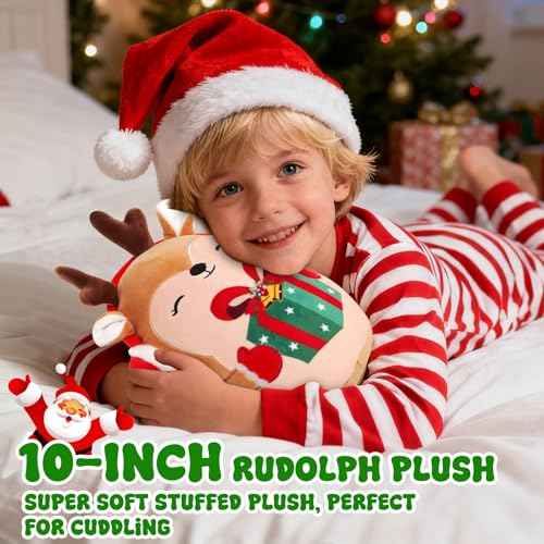 Christmas Stuffed Animals Plush Toys - 10 Inch Soft and Hugging Deer Stuffed Animal Plushes for Kids, Girls & Boys - Ideal 2025 Christmas Collectible Toys Gifts Holiday Home Decorations