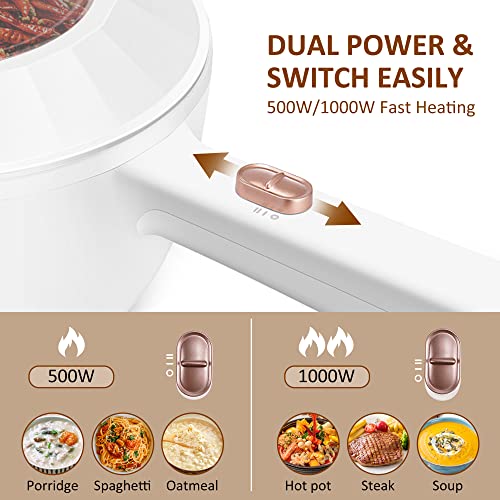 White 2L Electric Hot Pot 1000W Nonstick Cooker with Power Adjustment - Bear