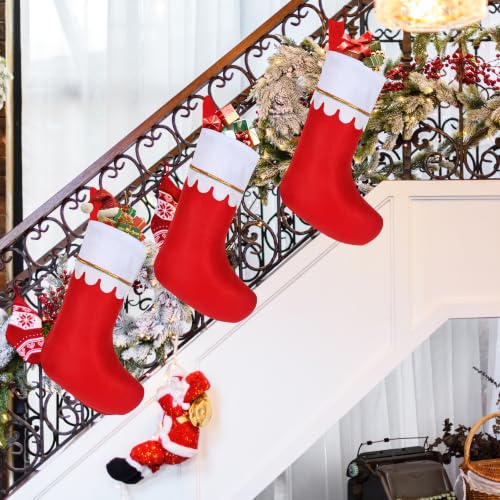 Amazing Time 30 Pcs Red Christmas Stockings with White Cuff & Gold Trim - Holiday Decor