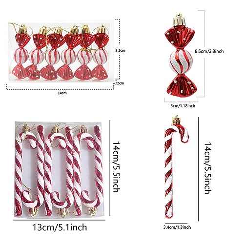 Christmas Candy Cane Ornaments 12pcs Christmas Glitter Candy Cane Crutch Pendant for Xmas Party Favors Holiday Decoration