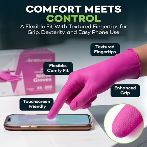 Medium Pink Nitrile Disposable Gloves 3 Mil Medical Exam Powder Free - 1000 Count