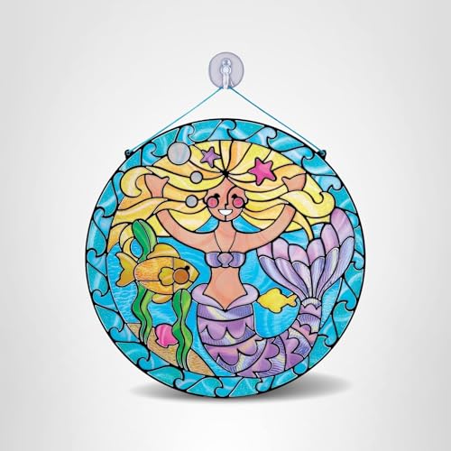 Melissa & Doug Stained Glass Made Easy Activity Kit: Mermaids - 140+ Stickers Kids Sticker Stained Glass Craft Kit; Mermaid Crafts for Kids Ages 5+