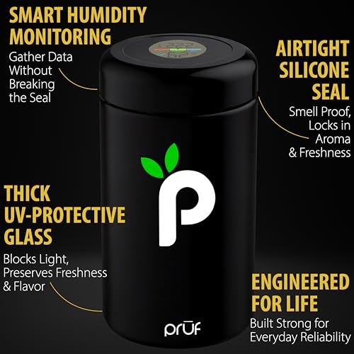 Hygienix Pruf 500ml Airtight Purple Glass Jar with Built-in Hygrometer & Boveda Packs - Variation 5