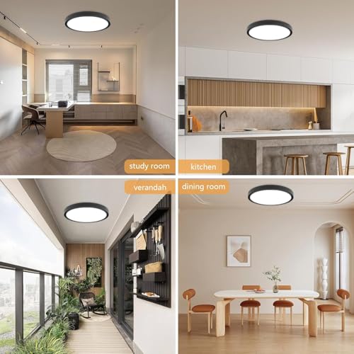OFFIY Black 15.8 Inch LED Ceiling Light Flush Mount 34W 3060LM Dimmable