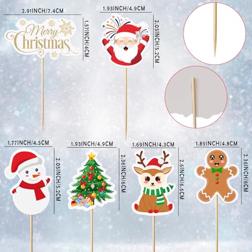 KeaiBear 30pcs Halloween Cupcake Toppers Christmas Variation – Ghost, Pumpkin & Skull Picks