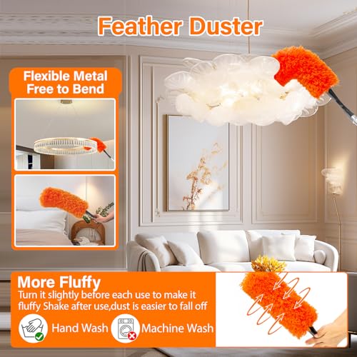 Reach 30FT Telescoping Duster Cleaning Kit with 5-24FT Extension Pole - Lightweight & Durable