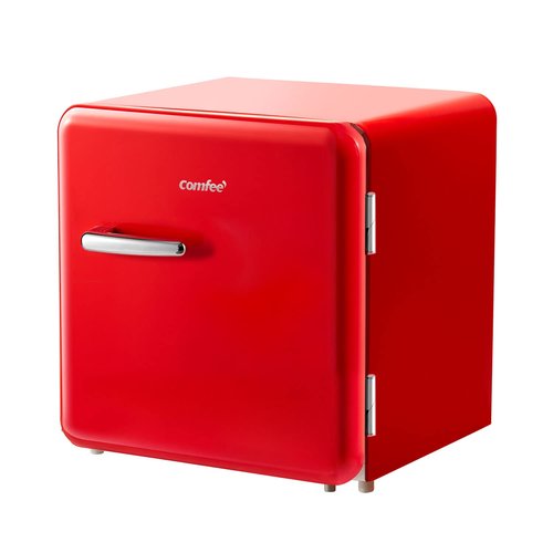 COMFEE' 1.6 Cubic Feet Solo Series Retro Refrigerator Sleek Appearance HIPS Interior, Energy Saving, Adjustable Legs, Temperature Thermostat Dial, Removable Shelf, Perfect for Home/Dorm/Garage [Red]