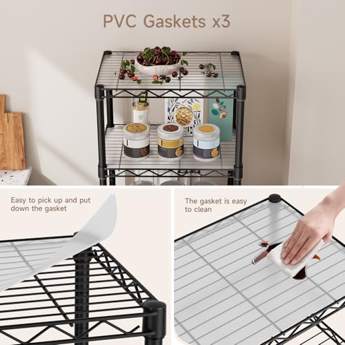Small Adjustable Wire Shelving Unit with Wheels - 5-Tier Black Storage Rack