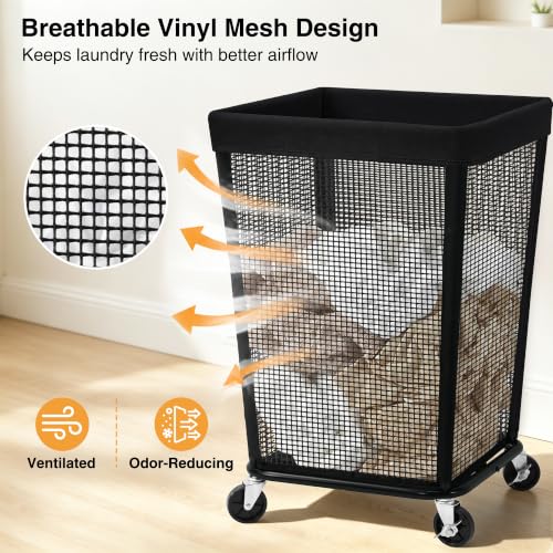 STO STO 160L Beige Rolling Laundry Hamper with Wheels, Large Capacity