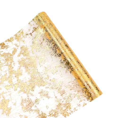 Gold Table Runner Roll 5 Yards Sequin Glitter Mesh for Wedding & Party Decor