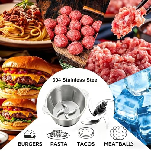 GPaw Silver 6L Electric Meat Grinder & Food Processor 1200W Stainless Steel