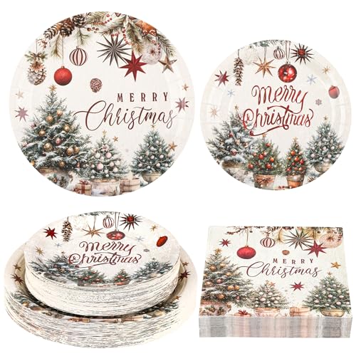 Retro Christmas Farmhouse Dinnerware Set for Holiday Party, Serves 50