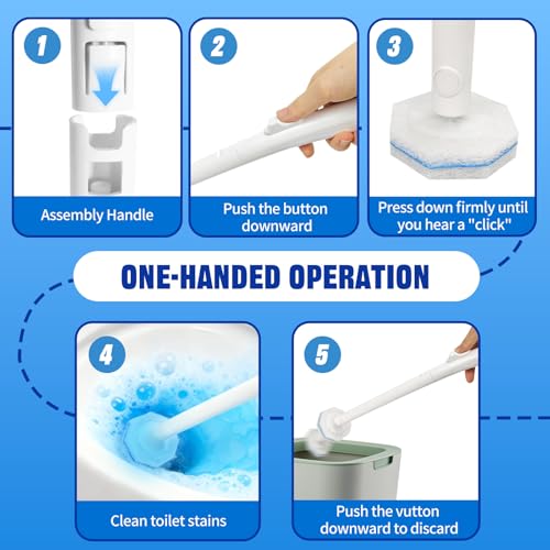 Liminfeit Disposable Toilet Brush & Holder Set with 50 Refills - 1 Pack