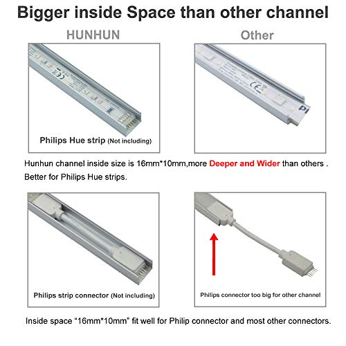hunhun 10-Pack 6.6ft/ 2Meter Plus-Size U Shape LED Aluminum Channel