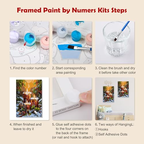 Christmas Candle Paint by Number Kit for Adults with Frame - 8x12in by MOGTAA (Variation: Christmas Candle)