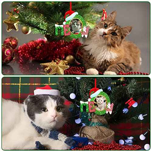 Whatsign Cat Picture Frame Ornaments - Christmas Hanging Keepsake Decoration for Christmas Tree Pet Personalized Ornaments for Cat Kitty Pet Lovers Gifts