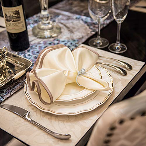 KPOSIYA Pearl Napkin Rings Set of 100 Silver Holder for Table Decor