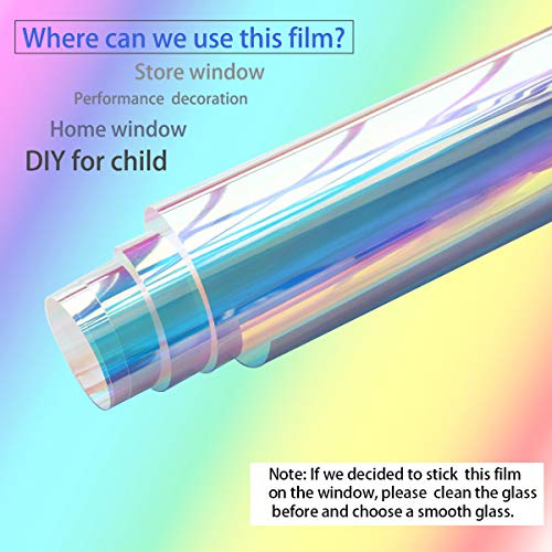 SUMAGITIN Holographic Window Film Cool Color 35.4in x 10ft adhesive chameleon rainbow effect