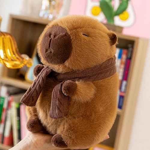 Cute Capybara Plush Toy Pillow Adorable Capybara Stuffed Animal for Kids and Adults 9.8inch Soft and Squishy Capibara Plushie Pillow Doll Xmas Gift£¨Scarf Style£©