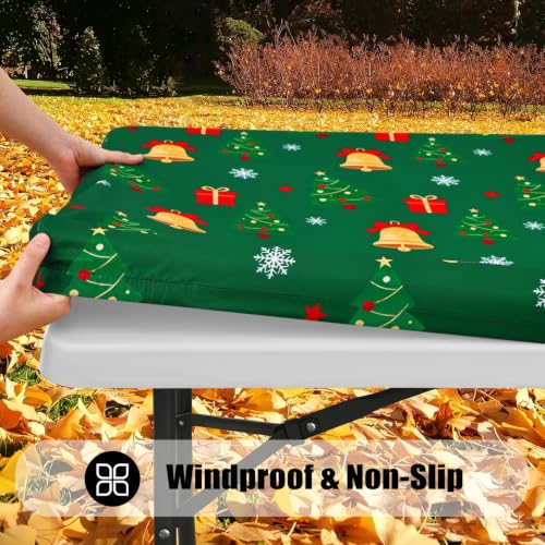 Smiry Christmas Green Tablecloth 6 ft Elastic Polyester 30 x 72 in (2 Pack)