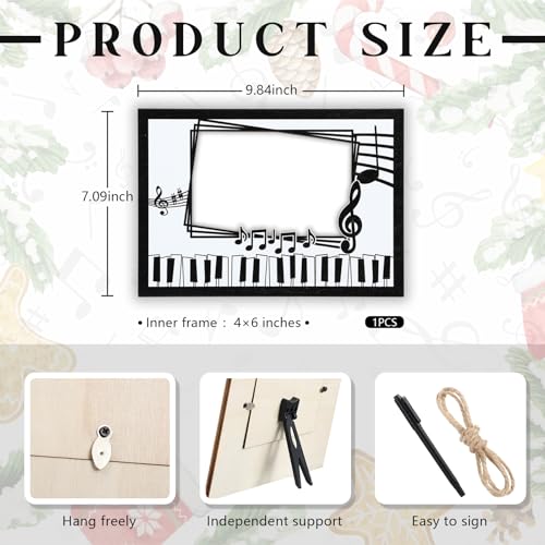 Qunclay Christmas Piano Photo Frame 4x6 Inch Music Gift Decor