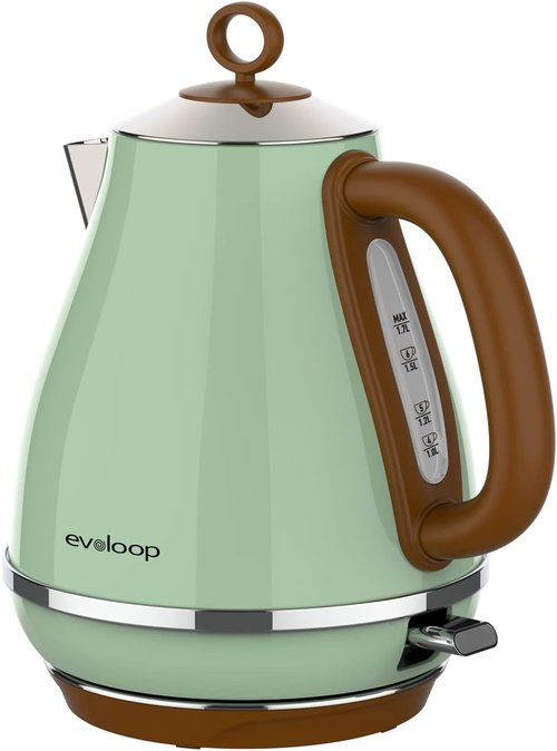 Evoloop Electric Kettle - 1.7L BPA-Free Stainless Steel Tea Boiler with Auto Shut-Off & Boil-Dry Protection