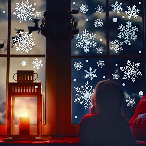 DC-BEAUTIFUL Christmas Snowflakes Clings Decoration Set - Winter Wonderland Window Stickers, 318 Pieces, Holiday Party Decor