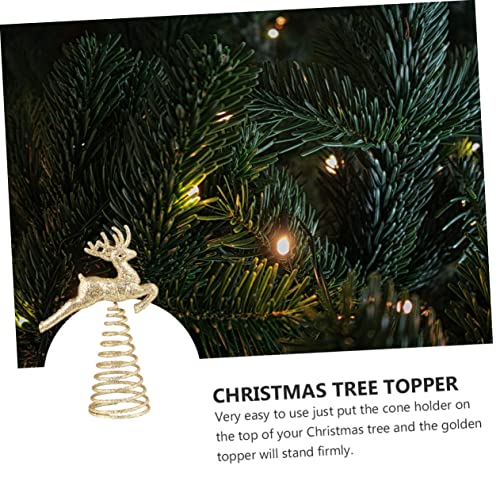 Golden 1pc Reindeer Christmas Tree Topper - SHOWERORO Deer Treetop Ornament