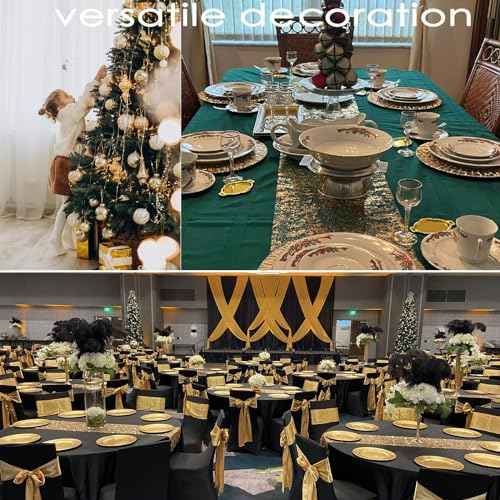 Gold Table Runner - Metallic Party Decorations 9ft Sparkle Foil Mesh Decor for Birthday, Wedding, Anniversary, Thanksgiving, Christmas,? Graduation, Shining Table Cloth