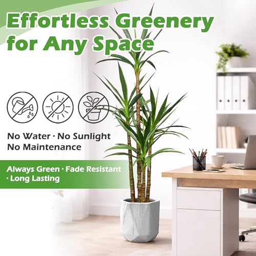 Artificial Agave Tree 4.8Ft with 4 Stems and Plastic Pot - Tall Faux Plant for Home & Office Decor - Variation: 4ft 10in