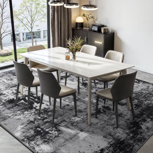 Rugflix 8x10 Black Grey Abstract Washable Area Rug - Modern, Soft & Non-Slip