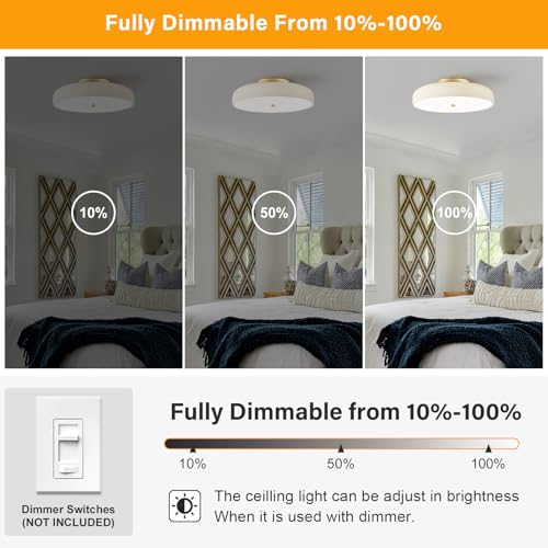 15.74 Inch Dimmable LED Ceiling Light Fixture, Cream White, 5 CCT, Modern Design