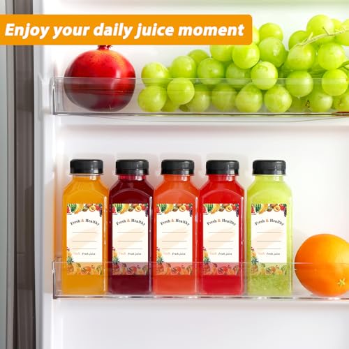 Moretoes 12oz Juice Bottles Set of 128 with Leak-Proof Caps & Labels