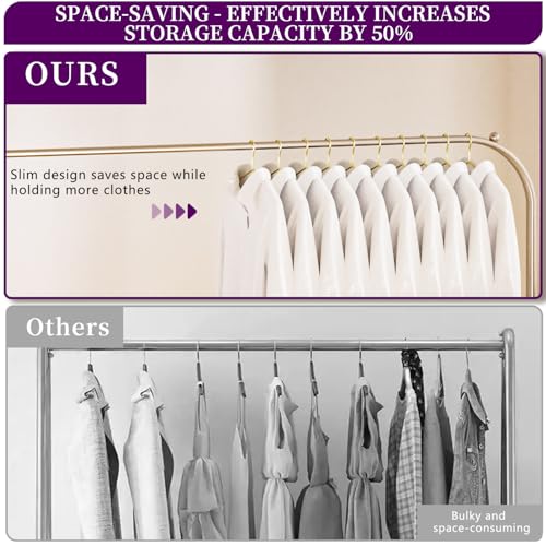 40-Pack Gold Heavy-Duty Metal Hangers with 5 Clips - Space-Saving Slim Design