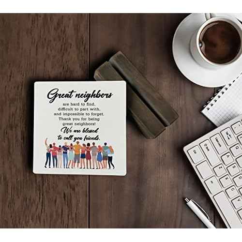 To My Neighbor Wood Plaque, Thank You for Being Great Neighbors, Plaque with Wooden Stand, Meaningful Wood Sign Plaque Gift, Neighbor Friend Gifts-We Are Blessed to Call You Friends, Christmas Gifts
