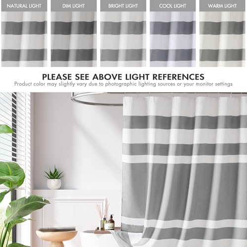 Stripe Grey Waffle Shower Curtain with 3M Water Repellent - 72x72 Inches