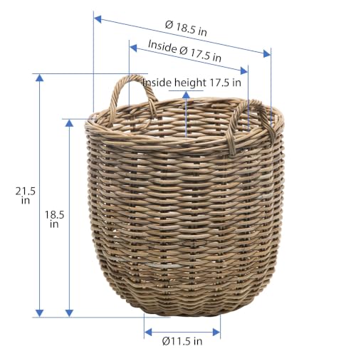 Large Rattan Storage Basket with Handles - Natural Woven Home Organizer