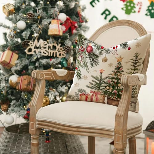 ARGOOFG Christmas Trees Pillow Covers 18 x 18 green, Pack of 2
