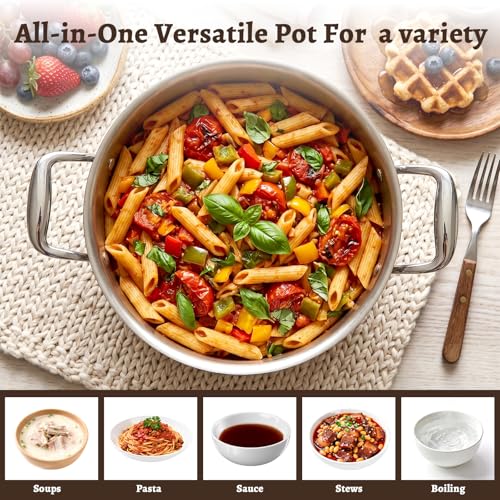 Ptaciow 7 Quart Titanium Soup Pot - Healthy Non-Stick Cooking, Even Heating