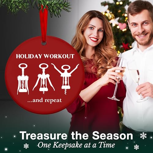 Wine Ornaments for Christmas Tree, Ideal for Red Wine Lovers, Fitness Enthusiast Gym and Workout Ornaments, Perfect Holiday Ornament for a Gym Rat