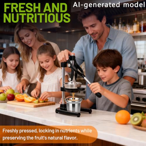 Cast Iron Juicer Manual Hand Press - Professional Citrus Juicer, Black